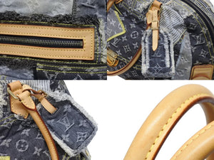 LOUIS VUITTON ルイヴィトン ボウリィ ハンドバッグ M95377 モノグラム デニム ブラック グレー 美品 中古 4b010985