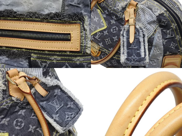 LOUIS VUITTON ルイヴィトン ボウリィ ハンドバッグ M95377 モノグラム デニム ブラック グレー 美品 中古 4b010985