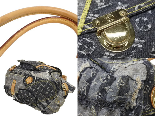 LOUIS VUITTON ルイヴィトン ボウリィ ハンドバッグ M95377 モノグラム デニム ブラック グレー 美品 中古 4b010985