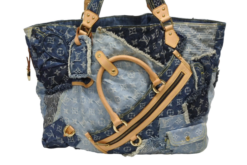 Very good condition LOUIS VUITTON Cavy GM One Shoulder Bag Monogram Denim Patchwork Special Order Used 4b010987