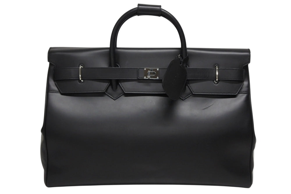 極美品 GUCCI グッチ ケリー型 ロゴ金具 ボストンバッグ 01221223312 カーフ メンズ レザー ブラック シルバー金具 中古 4b010992
