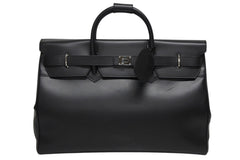 極美品 GUCCI グッチ ケリー型 ロゴ金具 ボストンバッグ 01221223312 カーフ メンズ レザー ブラック シルバー金具 中古 4b010992