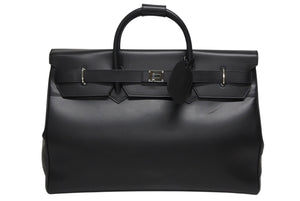 極美品 GUCCI グッチ ケリー型 ロゴ金具 ボストンバッグ 01221223312 カーフ メンズ レザー ブラック シルバー金具 中古 4b010992