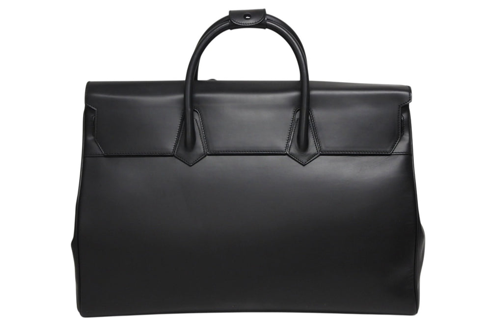 極美品 GUCCI グッチ ケリー型 ロゴ金具 ボストンバッグ 01221223312 カーフ メンズ レザー ブラック シルバー金具 中古 4b010992