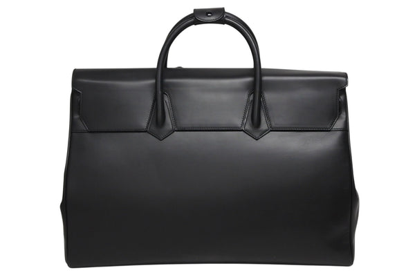 極美品 GUCCI グッチ ケリー型 ロゴ金具 ボストンバッグ 01221223312 カーフ メンズ レザー ブラック シルバー金具 中古 4b010992