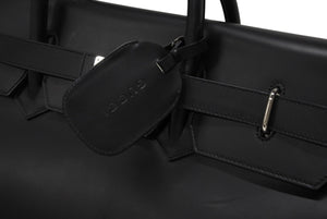 極美品 GUCCI グッチ ケリー型 ロゴ金具 ボストンバッグ 01221223312 カーフ メンズ レザー ブラック シルバー金具 中古 4b010992