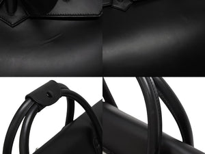 極美品 GUCCI グッチ ケリー型 ロゴ金具 ボストンバッグ 01221223312 カーフ メンズ レザー ブラック シルバー金具 中古 4b010992