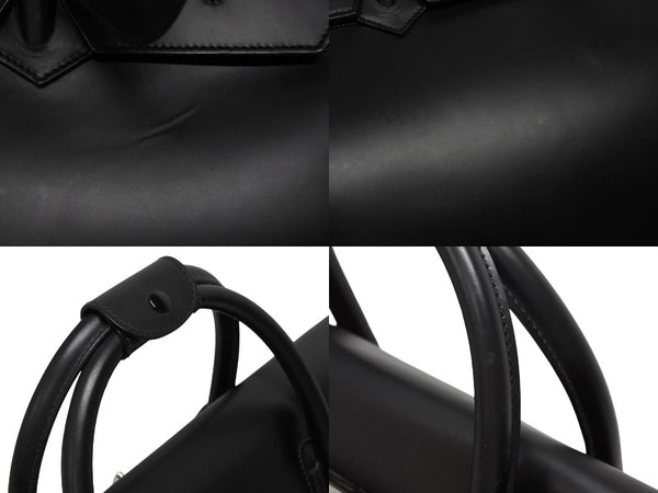 極美品 GUCCI グッチ ケリー型 ロゴ金具 ボストンバッグ 01221223312 カーフ メンズ レザー ブラック シルバー金具 中古 4b010992