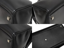 Load image into Gallery viewer, 極美品 GUCCI グッチ ケリー型 ロゴ金具 ボストンバッグ 01221223312 カーフ メンズ レザー ブラック シルバー金具 中古 4b010992