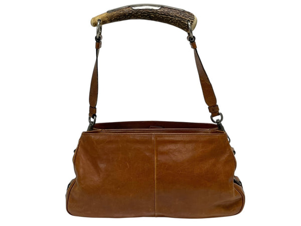 SAINT LAURENT サンローラン モンバサ ワンショルダーバッグ 105480 ブラウン レザー シルバー金具 美品 中古 4b010994