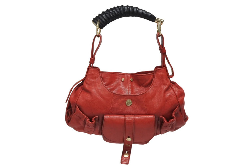 YVES SAINT LAURENT イヴサンローラン モンバサ ホーボー ハンドバッグ コットン レザー 鹿角 ワンショルダー 135153 美品 中古 4b010996