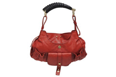 YVES SAINT LAURENT イヴサンローラン モンバサ ホーボー ハンドバッグ コットン レザー 鹿角 ワンショルダー 135153 美品 中古 4b010996