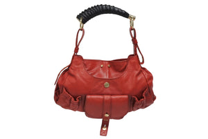 YVES SAINT LAURENT イヴサンローラン モンバサ ホーボー ハンドバッグ コットン レザー 鹿角 ワンショルダー 135153 美品 中古 4b010996