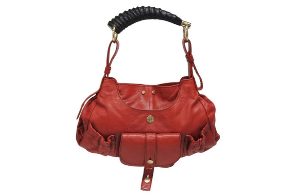 YVES SAINT LAURENT イヴサンローラン モンバサ ホーボー ハンドバッグ コットン レザー 鹿角 ワンショルダー 135153 美品 中古 4b010996