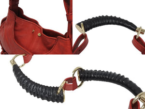 YVES SAINT LAURENT イヴサンローラン モンバサ ホーボー ハンドバッグ コットン レザー 鹿角 ワンショルダー 135153 美品 中古 4b010996