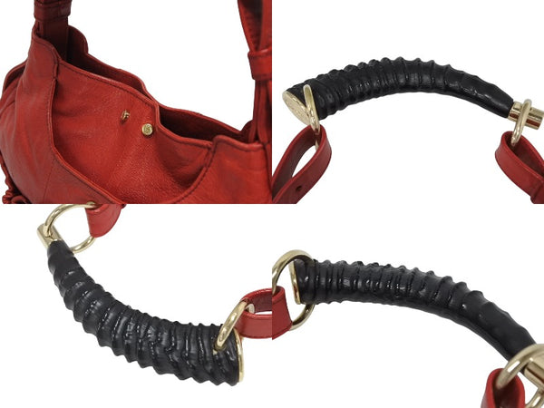 YVES SAINT LAURENT イヴサンローラン モンバサ ホーボー ハンドバッグ コットン レザー 鹿角 ワンショルダー 135153 美品 中古 4b010996
