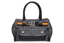 Load image into Gallery viewer, Christian Dior クリスチャンディオール フライトライン トロッター ハンドバッグ 02-B0-1015 デニム レザー ネイビー ブラック シルバー金具 中古 4b011021