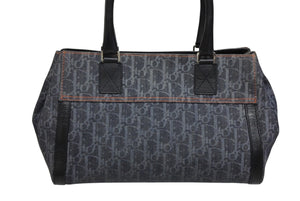 Christian Dior クリスチャンディオール フライトライン トロッター ハンドバッグ 02-B0-1015 デニム レザー ネイビー ブラック シルバー金具 中古 4b011021