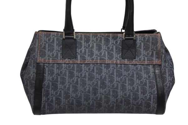 Christian Dior クリスチャンディオール フライトライン トロッター ハンドバッグ 02-B0-1015 デニム レザー ネイビー ブラック シルバー金具 中古 4b011021