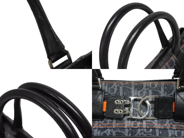 Christian Dior クリスチャンディオール フライトライン トロッター ハンドバッグ 02-B0-1015 デニム レザー ネイビー ブラック シルバー金具 中古 4b011021