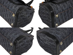 Christian Dior クリスチャンディオール フライトライン トロッター ハンドバッグ 02-B0-1015 デニム レザー ネイビー ブラック シルバー金具 中古 4b011021