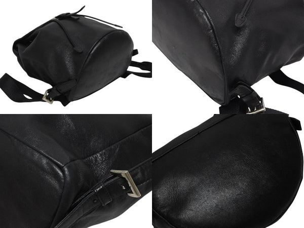 極美品 PRADA プラダ リュック デイパック 三角プレート トライアングルロゴ イタリア製 ブラック シルバー金具 レザー 中古 4b011024