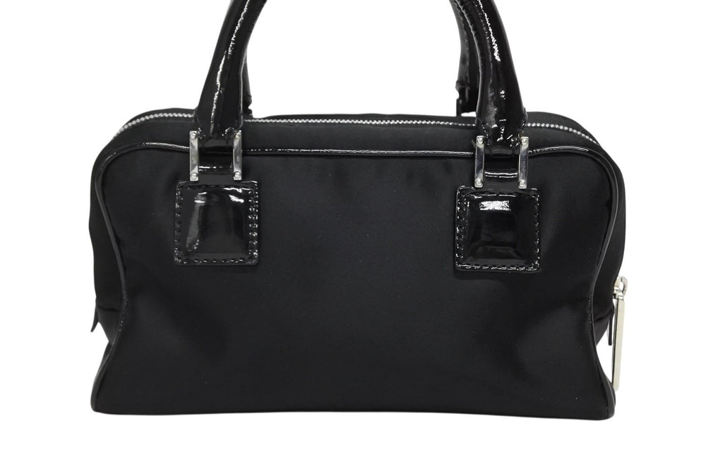 LOEWE Mini Amazona Mini Handbag Satin Beads Crystal Black Silver Hardware Good Condition Used 4b011032