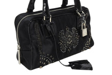 Load image into Gallery viewer, LOEWE ロエベ ミニアマソナ ミニハンドバッグ サテン ビーズ クリスタル ブラック シルバー金具 美品 中古 4b011032