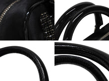 Load image into Gallery viewer, LOEWE ロエベ ミニアマソナ ミニハンドバッグ サテン ビーズ クリスタル ブラック シルバー金具 美品 中古 4b011032