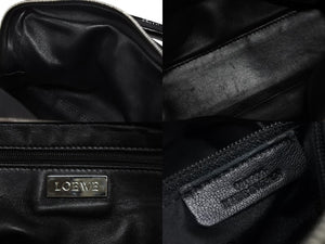 LOEWE ロエベ ミニアマソナ ミニハンドバッグ サテン ビーズ クリスタル ブラック シルバー金具 美品 中古 4b011032
