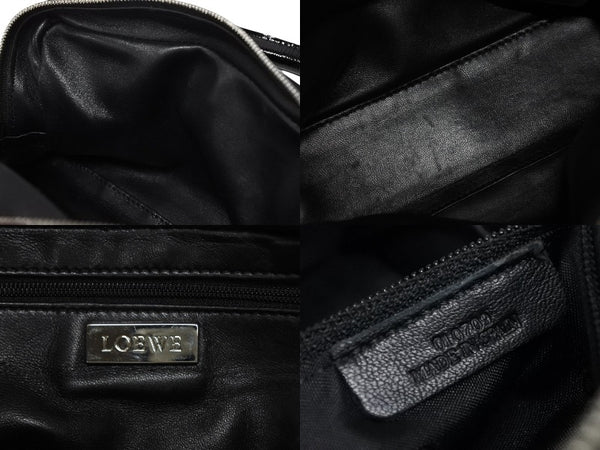 LOEWE ロエベ ミニアマソナ ミニハンドバッグ サテン ビーズ クリスタル ブラック シルバー金具 美品 中古 4b011032