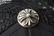 画像をギャラリービューアに読み込む, CHROME HEARTS クロムハーツ トラッカーキャップ CHクロス ホースシュー ロゴ刺繍 クロスボール シルバー 925 ブラック 良古 4b011054