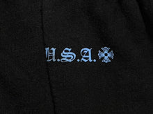 画像をギャラリービューアに読み込む, CHROME HEARTS クロムハーツ スウェットパンツ ホースシュー コットン ブラック ブルー サイズL 美品 中古 4b011057