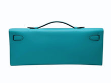 Load image into Gallery viewer, 新品同様 HERMES エルメス KELLY CUT ケリーカット ハンドバッグ ヴォースイフト ブルーパオン シルバー金具 X刻印 中古 4b011170