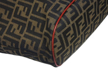 Load image into Gallery viewer, FENDI フェンディ トートバッグ 8BH046 ズッカ柄 総柄 キャンバス レザー レッド ブラウン シルバー金具 美品 中古 4b011393
