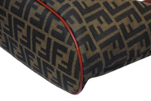 Load image into Gallery viewer, FENDI フェンディ トートバッグ 8BH046 ズッカ柄 総柄 キャンバス レザー レッド ブラウン シルバー金具 美品 中古 4b011393