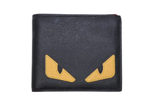 Load image into Gallery viewer, 極美品 FENDI フェンディ バッグ バグズ 二つ折り財布 7M0001 ブラック イエロー レッド カーフレザー 中古 4b011739