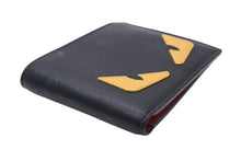Load image into Gallery viewer, 極美品 FENDI フェンディ バッグ バグズ 二つ折り財布 7M0001 ブラック イエロー レッド カーフレザー 中古 4b011739