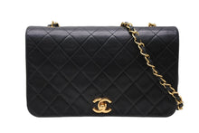 画像をギャラリービューアに読み込む, CHANEL シャネル フルフラップ Sチェーンショルダーバッグ 1番台 ココマーク ラムスキン ブラック ゴールド金具 美品 中古 4b011813