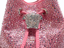 Load image into Gallery viewer, VERSACE ヴェルサーチ ショルダーバッグ クリスタル ラ メドゥーサ バケットバッグ ピンク ラムスキン ガラスクリスタル 1017754 シルバー金具 美品 中古 4b011599