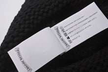 Load image into Gallery viewer, 新品同様 CHROME HEARTS クロムハーツ クロスパッチ ニットキャップ ビーニー カシミヤ レザー シルバー925 ブラック 中古 4b011464