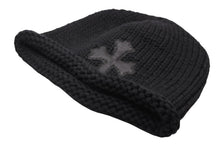 Load image into Gallery viewer, 新品同様 CHROME HEARTS クロムハーツ クロスパッチ ニットキャップ ビーニー カシミヤ レザー シルバー925 ブラック 中古 4b011464