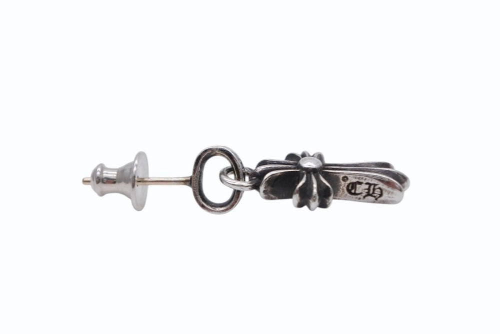 New and unused CHROME HEARTS CH cross baby fat earrings 14k Weight 2.4g Silver 2004/.925 stamp Used 4b011444