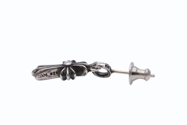 新品未使用 CHROME HEARTS クロムハーツ CHクロス ベビーファット ピアス 14k 重量2.4g シルバー 2004/.925刻印 中古 4b011444