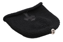 Load image into Gallery viewer, 新品同様 CHROME HEARTS クロムハーツ クロスパッチ ニットキャップ ビーニー カシミヤ レザー シルバー925 ブラック 中古 4b011464
