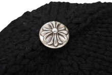Load image into Gallery viewer, 新品同様 CHROME HEARTS クロムハーツ クロスパッチ ニットキャップ ビーニー カシミヤ レザー シルバー925 ブラック 中古 4b011464