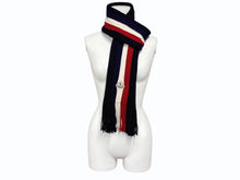 Load image into Gallery viewer, Moncler モンクレール ウール カシミヤ ブレンド ニット&amp;マフラー ロゴ ネイビー 美品 中古 4b011542
