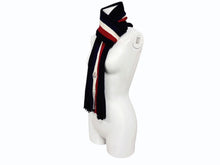 Load image into Gallery viewer, Moncler モンクレール ウール カシミヤ ブレンド ニット&amp;マフラー ロゴ ネイビー 美品 中古 4b011542
