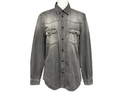 極美品 SAINT LAURENT サンローラン デニムウエスタンシャツ グレー コットン サイズS イタリア製 中古 4b011736