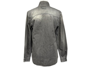 極美品 SAINT LAURENT サンローラン デニムウエスタンシャツ グレー コットン サイズS イタリア製 中古 4b011736